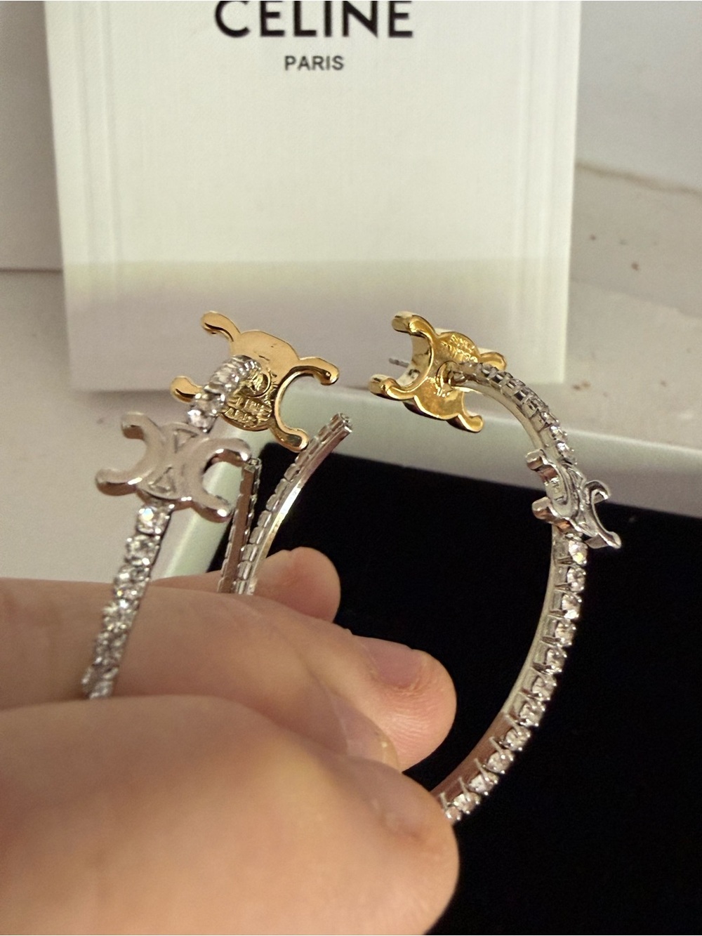 Vintage Celine rhinestone hoops